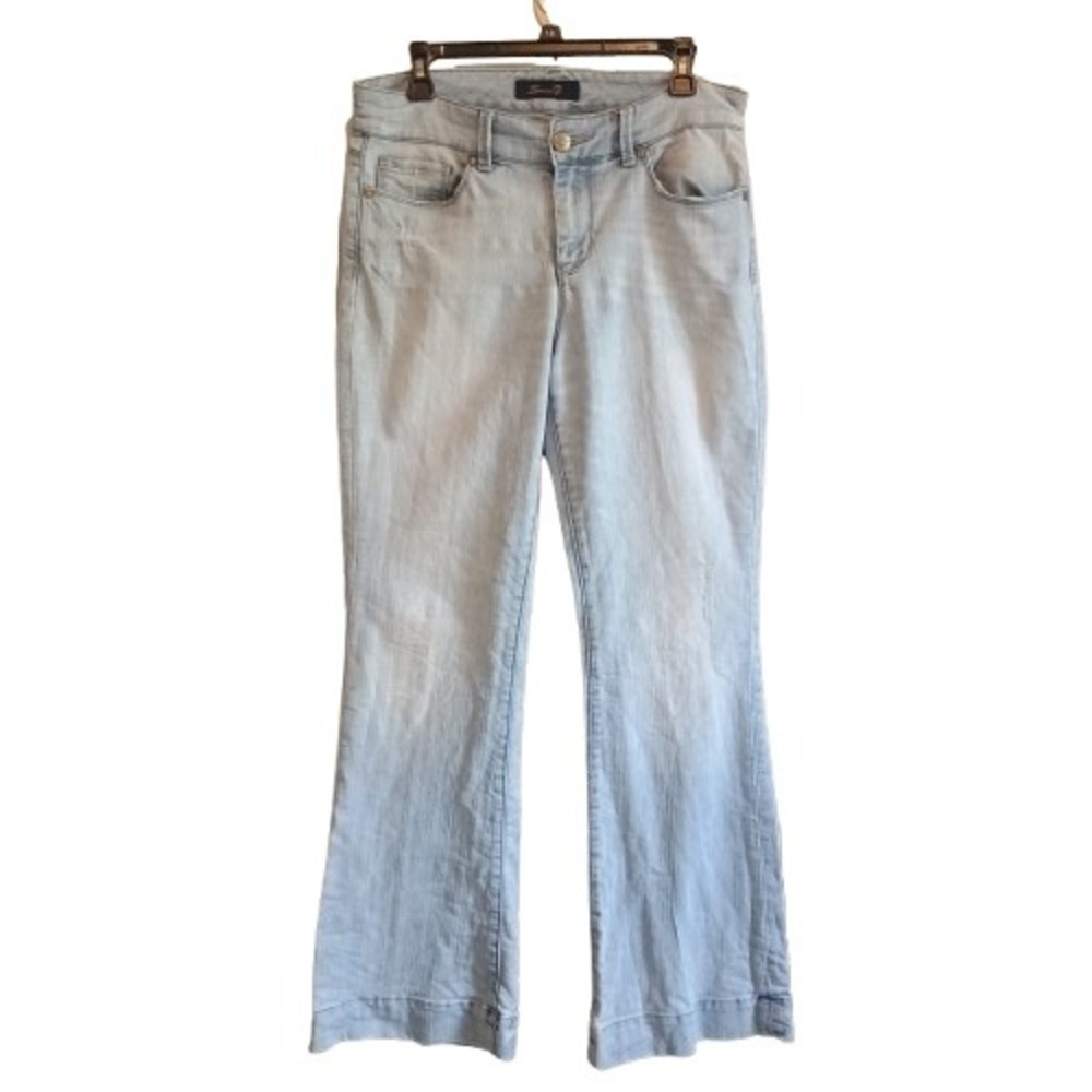 Seven7 Jeans Size 8 Women's Light Wash Embroidered Back Pockets Cotton Blend